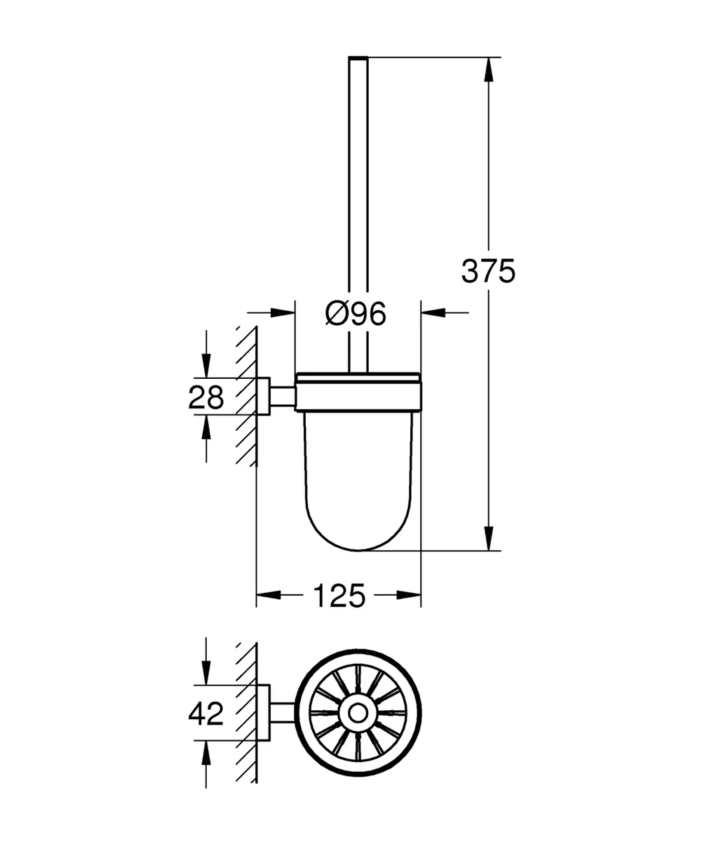 Туалетный ёршик Grohe Нержавеющая сталь 375x96 мм Хром