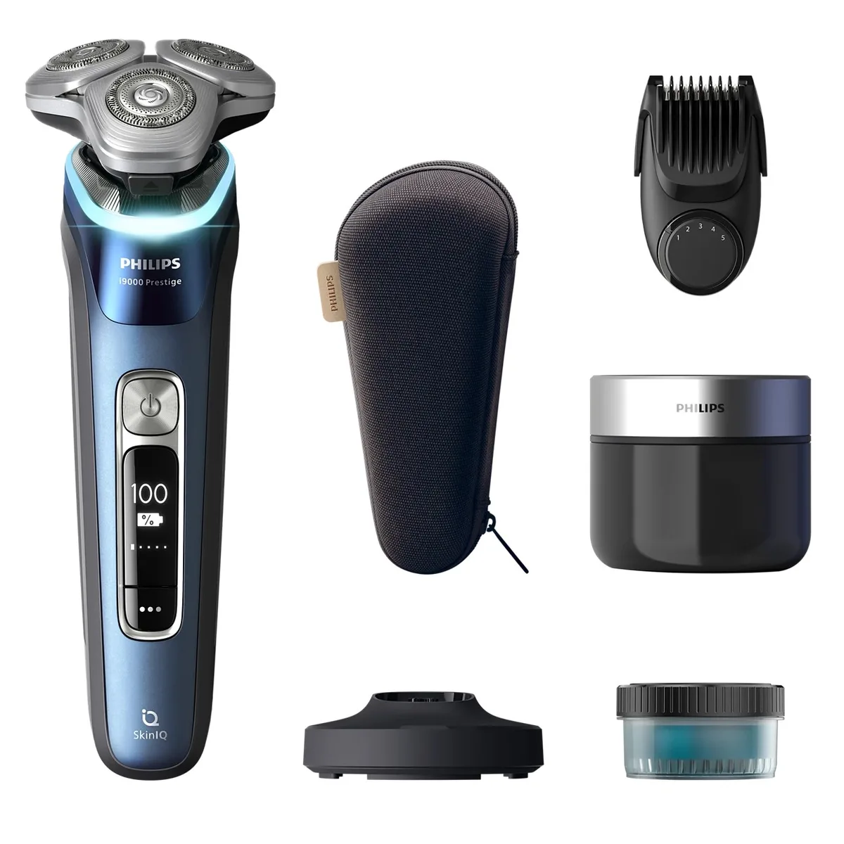 Электрическая бритва Philips Series i9000 Prestige SkinIQ, 3 бритвенные головки, Li-Ion, сухое и влажное бритье, индикатор заряда