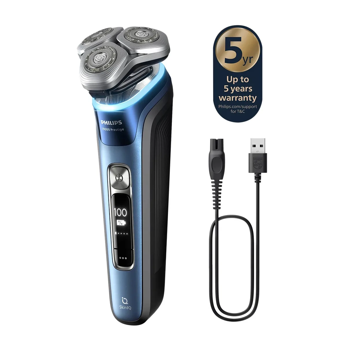 Электрическая бритва Philips Series i9000 Prestige SkinIQ, 3 бритвенные головки, Li-Ion, сухое и влажное бритье, индикатор заряда