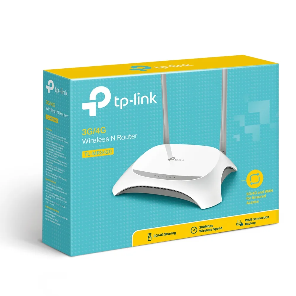 Маршрутизатор TP-LINK TL-MR3420 N300, 4xFE LAN, 1xFE WAN, 1xUSB2.0 for 3G/4G/LTE