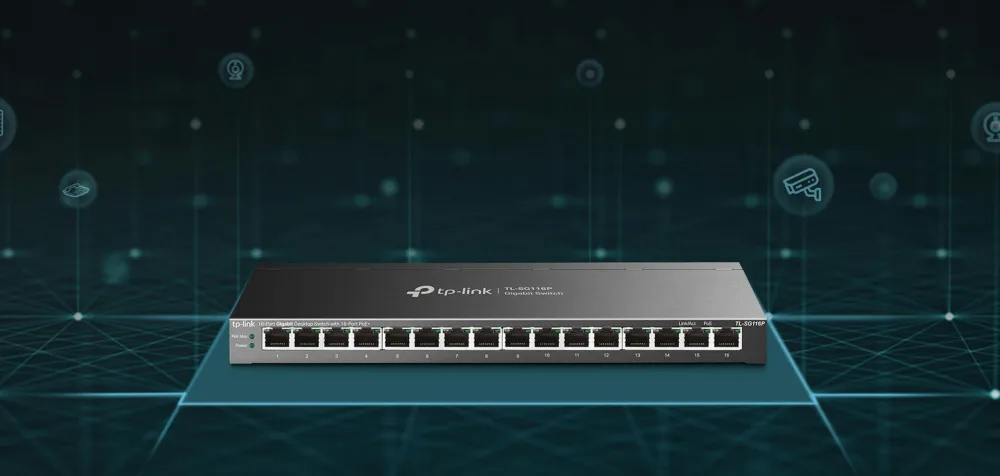 Коммутатор TP-LINK TL-SG116P 16xGE (16xPoE), 120Вт, Некоммутируемый
