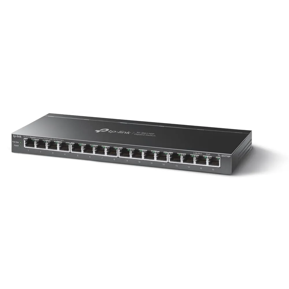 Коммутатор TP-LINK TL-SG116P 16xGE (16xPoE), 120Вт, Некоммутируемый