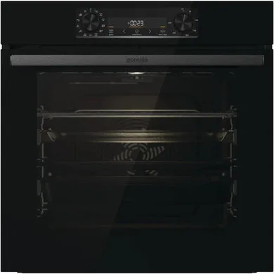 Електрична духова шафа Gorenje, 77 л, клас енергоефективності A+, паровий режим, з дисплеєм, чорного кольору.