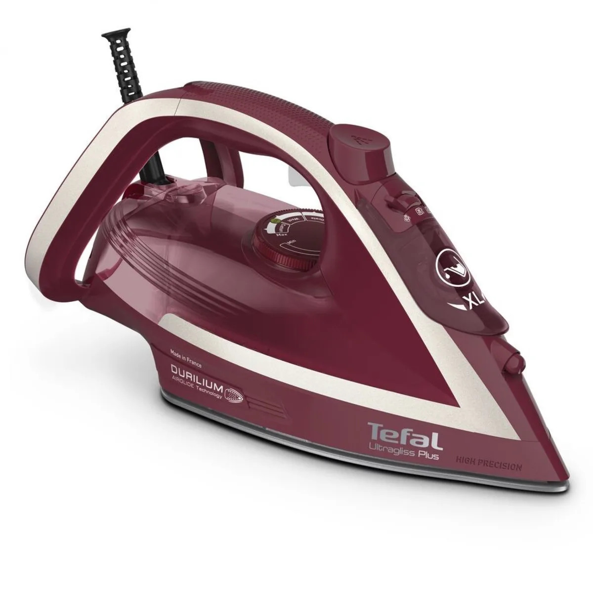 Праска Tefal Ultragliss Plus, 2800Вт, 270мл, потужний паровий удар - 260г, постійна подача пари - 50г, керамічна підошва, бордовий