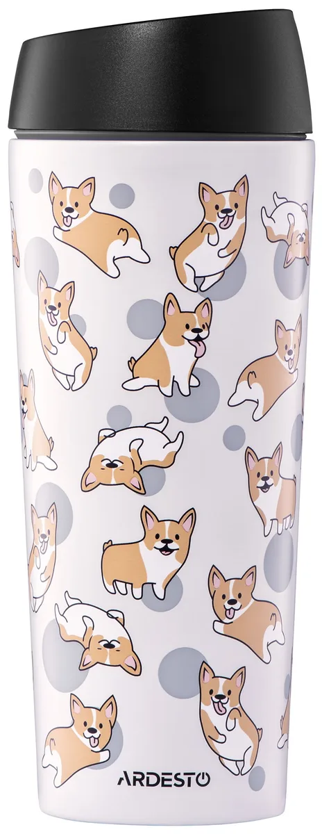 Термос для напоїв ARDESTO Coffee Time Corgi 450 мл, з нержавіючої сталі, сірого кольору.