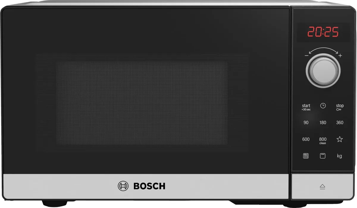 Мікрохвильова піч Bosch, 20 л, електронне управління, 800 Вт, гриль, дисплей, чорного кольору.