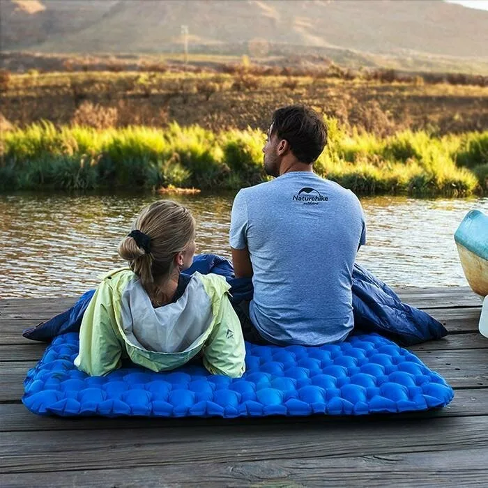 Килимок надувний Naturehike нейлон 200х120х6,5 см блакитний