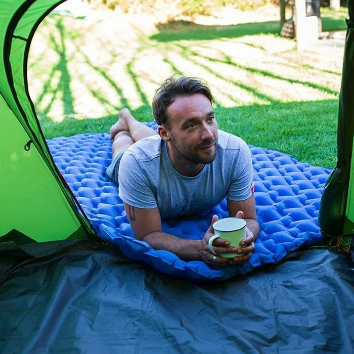 Килимок надувний Naturehike нейлон 200х120х6,5 см блакитний