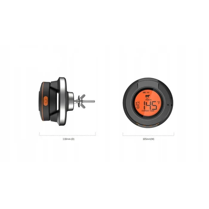 Цифровой Bluetooth термометр GRILLI 2 щупа нержавеющая сталь 300°C черный