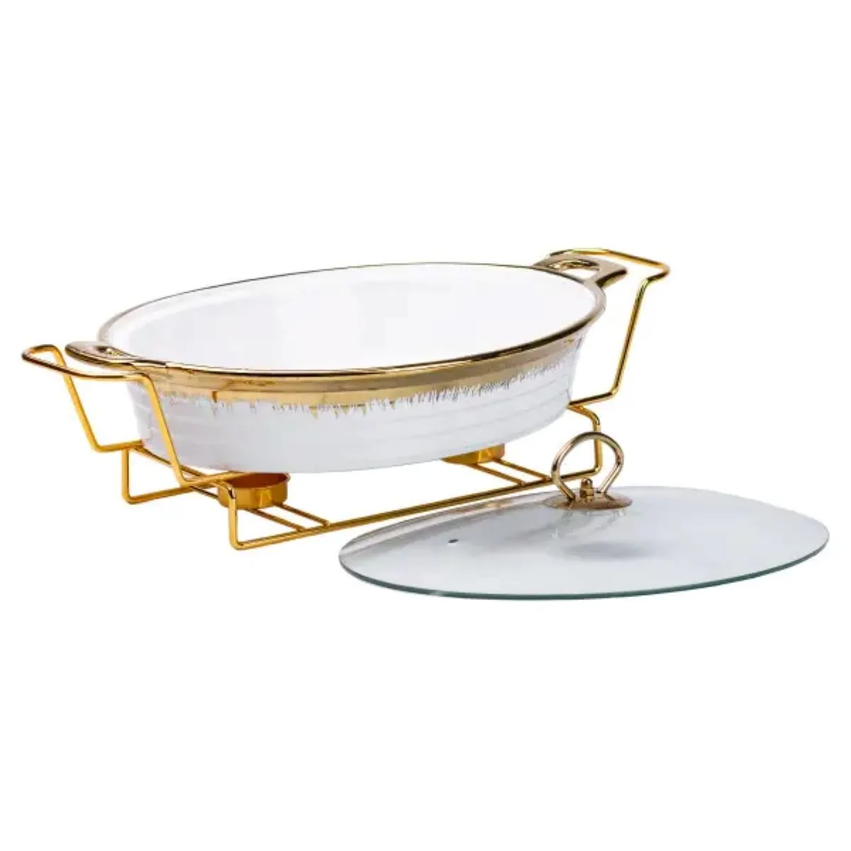 Настільна мармітниця порцелянова 41х25х15,5 см 2 л Білий
