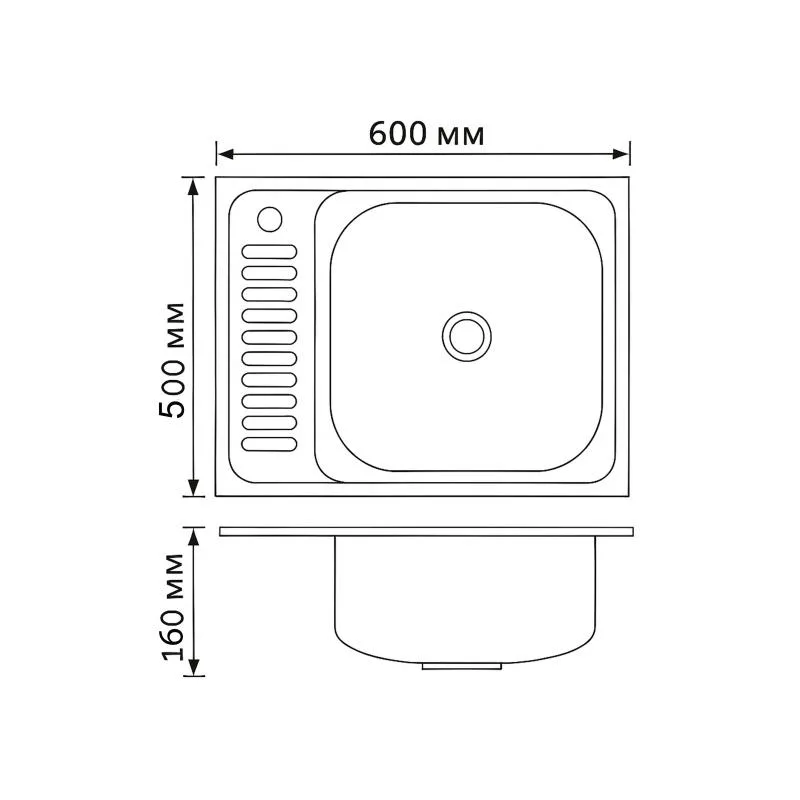 Кухонная мойка Brinex 6050-R 0,6 мм Satin 520х630х530 мм Нержавеющая сталь