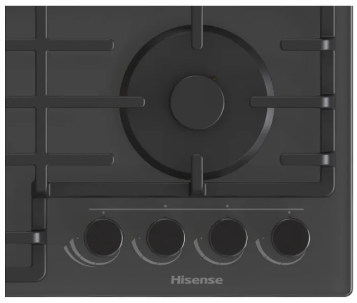 Газова варильна поверхня Hisense Чорна Загартоване скло 60х52 см 4 конфорки