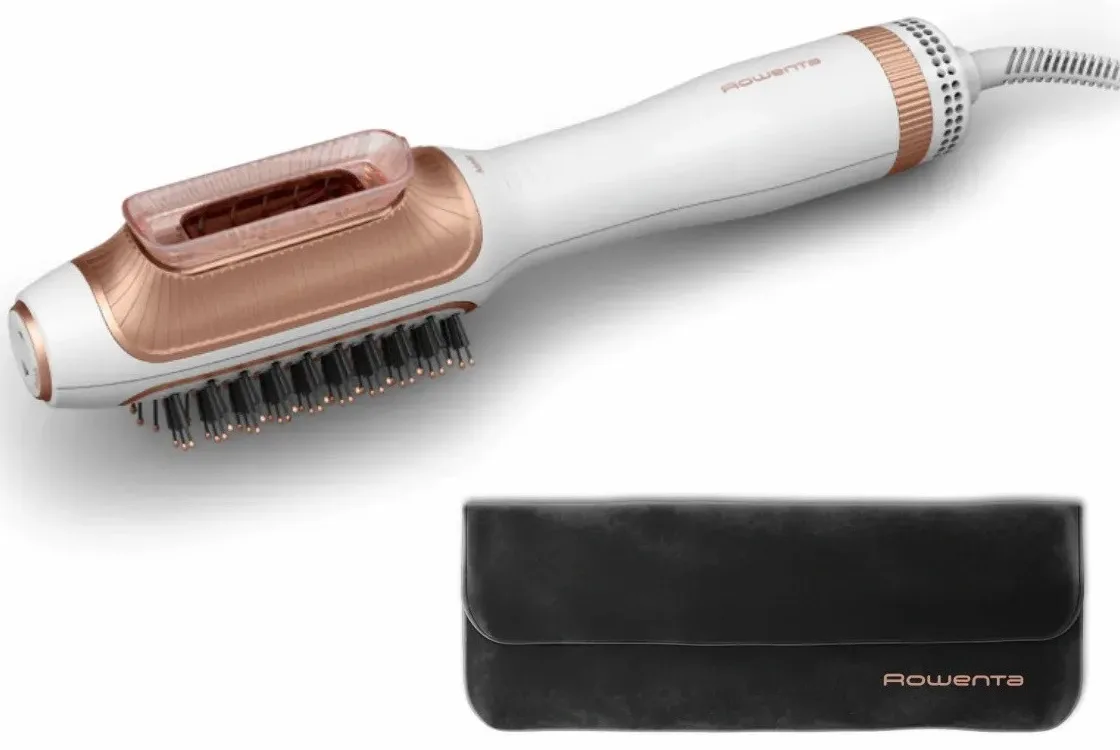 Фен-щетка Rowenta Reverso DryBrush 2в1, 1200Вт, 3 режима, ионизация, холодный обдув, 2 насадки, керамическое покрытие, бело-золотистый