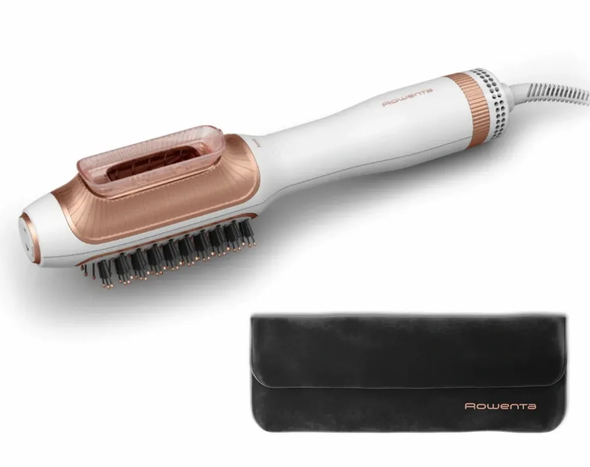 Фен-щітка Rowenta Reverso DryBrush 2в1, 1200Вт, 3 режими, іонізація, холодний обдув, 2 насадки, керамічне покриття, біло-золотисти