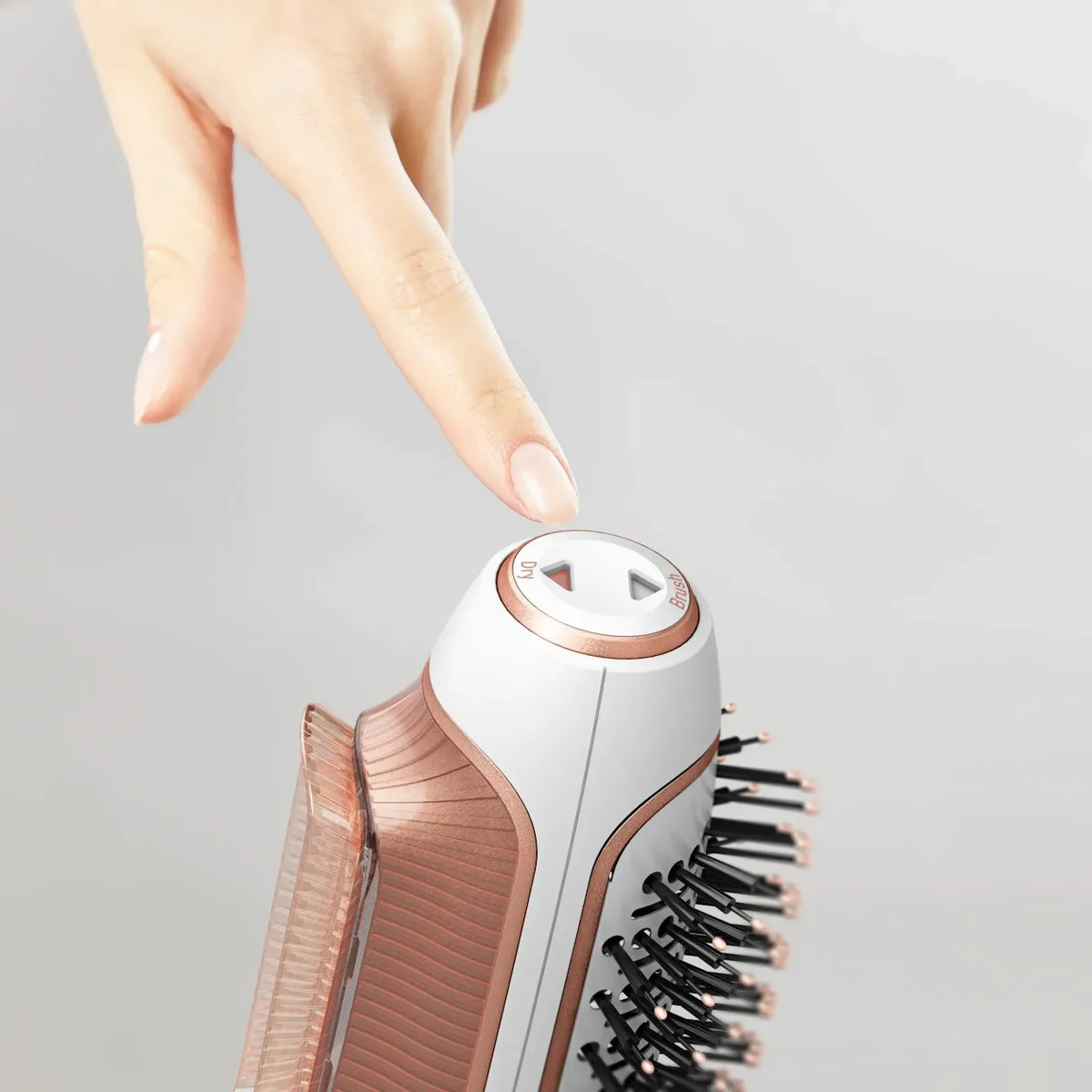 Фен-щітка Rowenta Reverso DryBrush 2в1, 1200Вт, 3 режими, іонізація, холодний обдув, 2 насадки, керамічне покриття, біло-золотисти