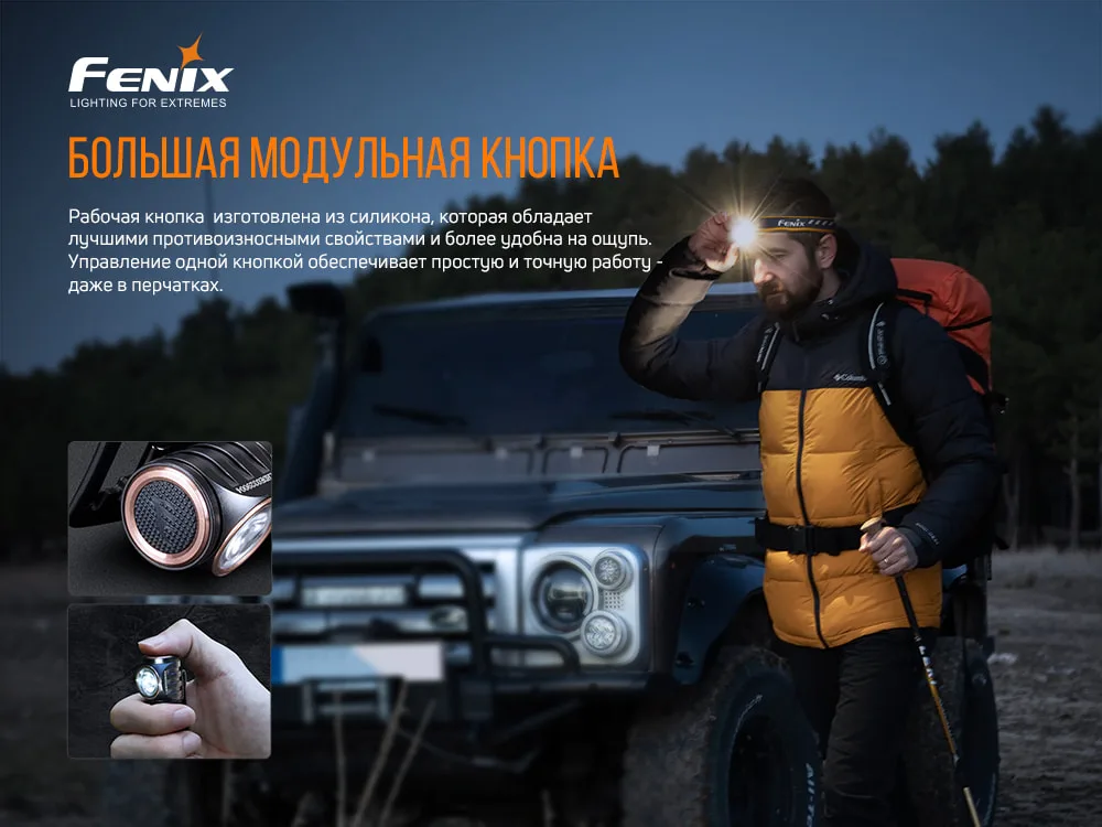 Ліхтар налобний Fenix алюміній 64х36 мм білий червоний
