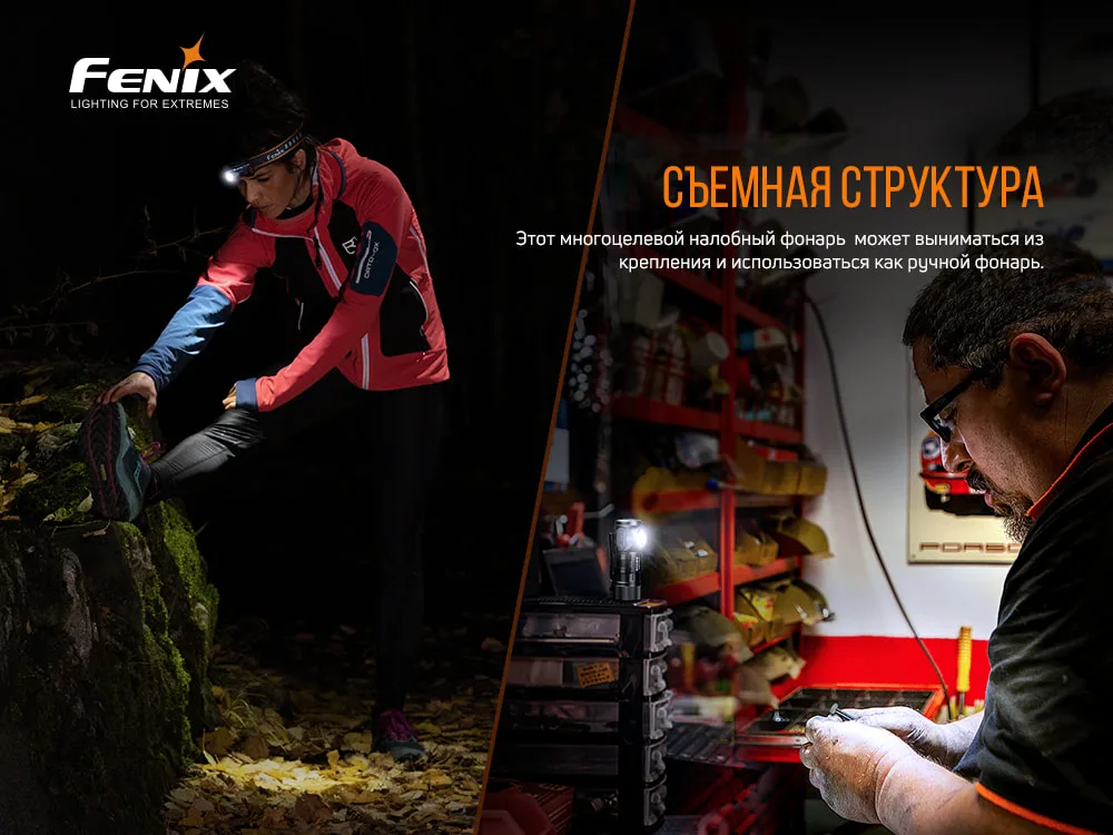 Ліхтар налобний Fenix алюміній 64х36 мм білий червоний