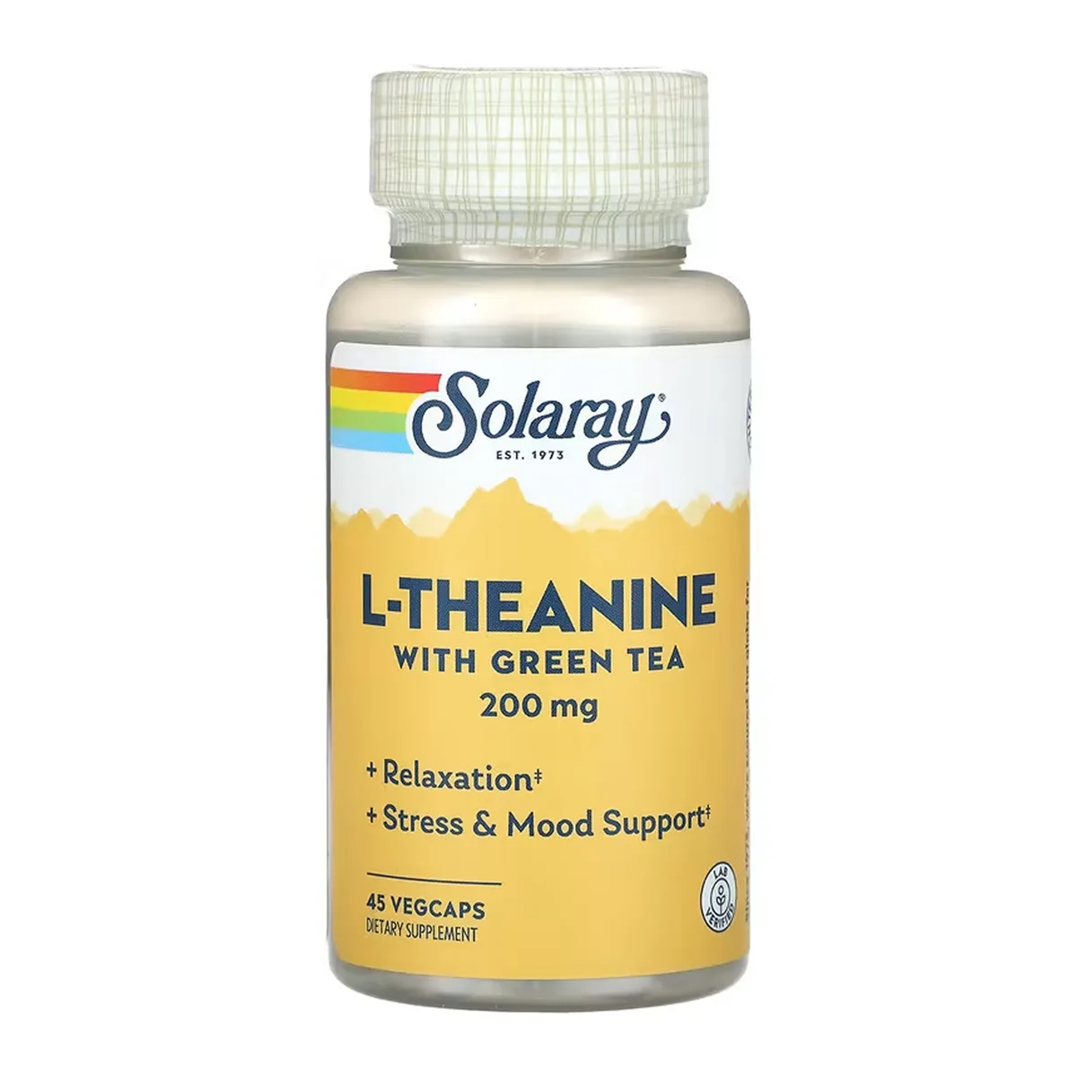 L-Theanine 200mg Solaray рослинна целюлоза 45 капсул