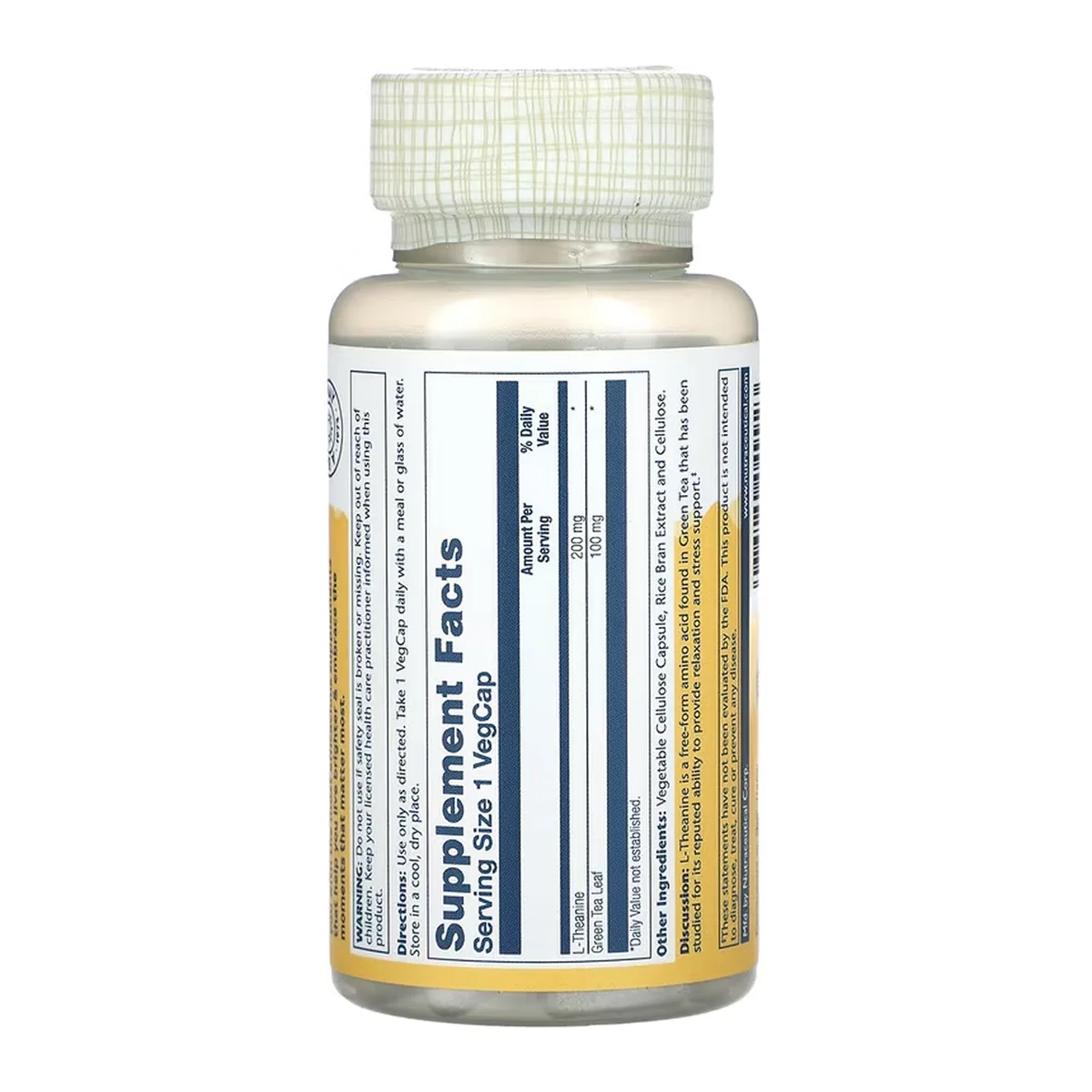 L-Theanine 200mg Solaray растительная целлюлоза 45 капсул