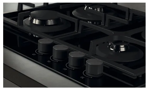 Газова варильна поверхня Whirlpool Склокераміка 59х4,9х51 см Чорна 4 конфорки