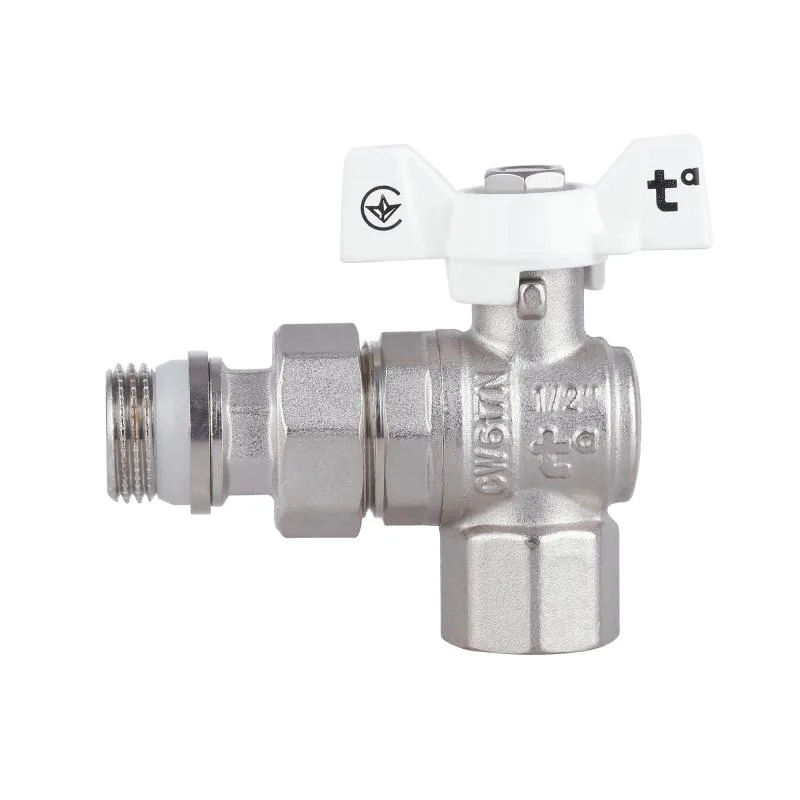 Кран кульовий Thermo Alliance Forte 1/2" кутовий з антипротіканням латунь нікельований