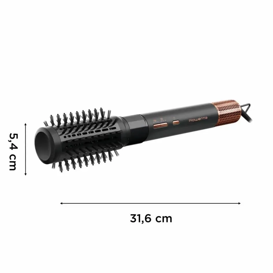 Фен-щітка Rowenta Air Shape, 1300 Вт, 3 режими роботи, іонізація, холодний обдув, 4 насадки, керамічне покриття, чорний з золотими