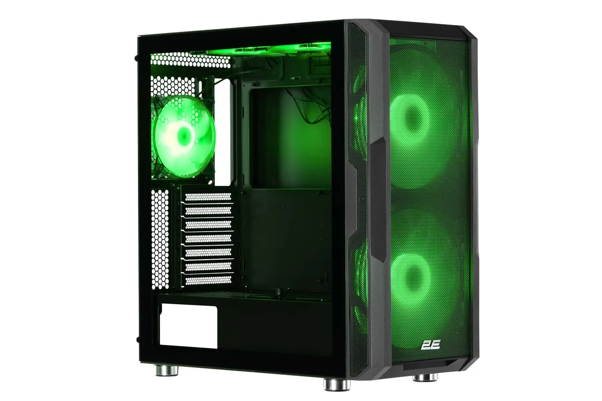 Корпус 2E Gaming чорний Large Mid Tower з ARGB 2x200мм 3x120мм без БЖ