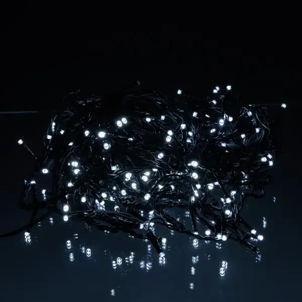 Уличная гирлянда бахрома 12 м 200 LED черный провод белый свет