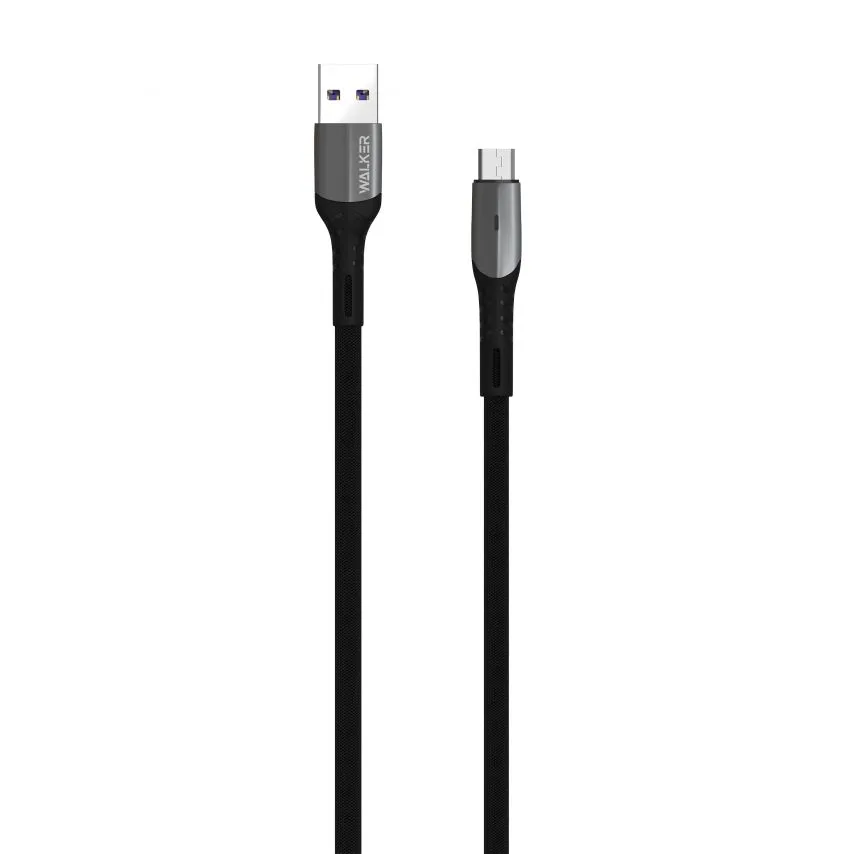 Кабель USB WALKER тканинний 1м Micro чорний 3,1А Quick Charge
