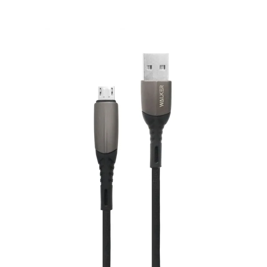 Кабель USB WALKER тканинний 1м Micro чорний 3,1А Quick Charge