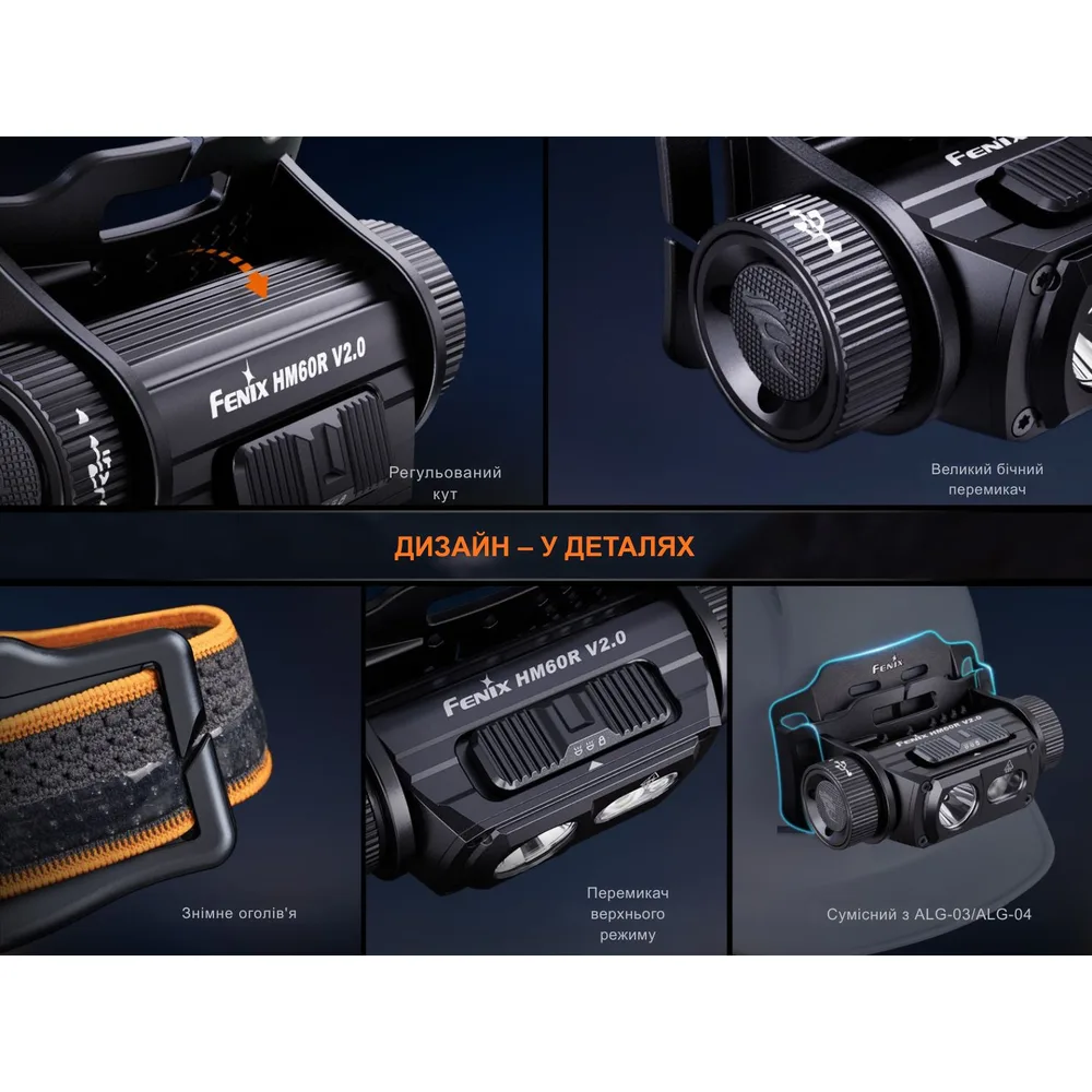 Налобный фонарь Fenix алюминий 88х45х45 мм белый красный