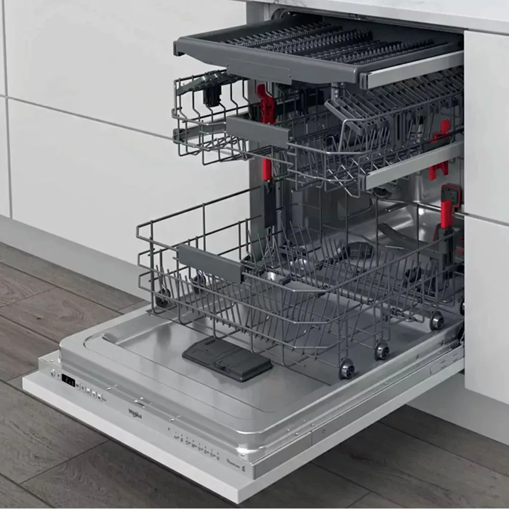 Вбудована посудомийна машина Whirlpool на 14 комплектів, клас енергоефективності A+++, ширина 60 см, з дисплеєм та третім кошиком,