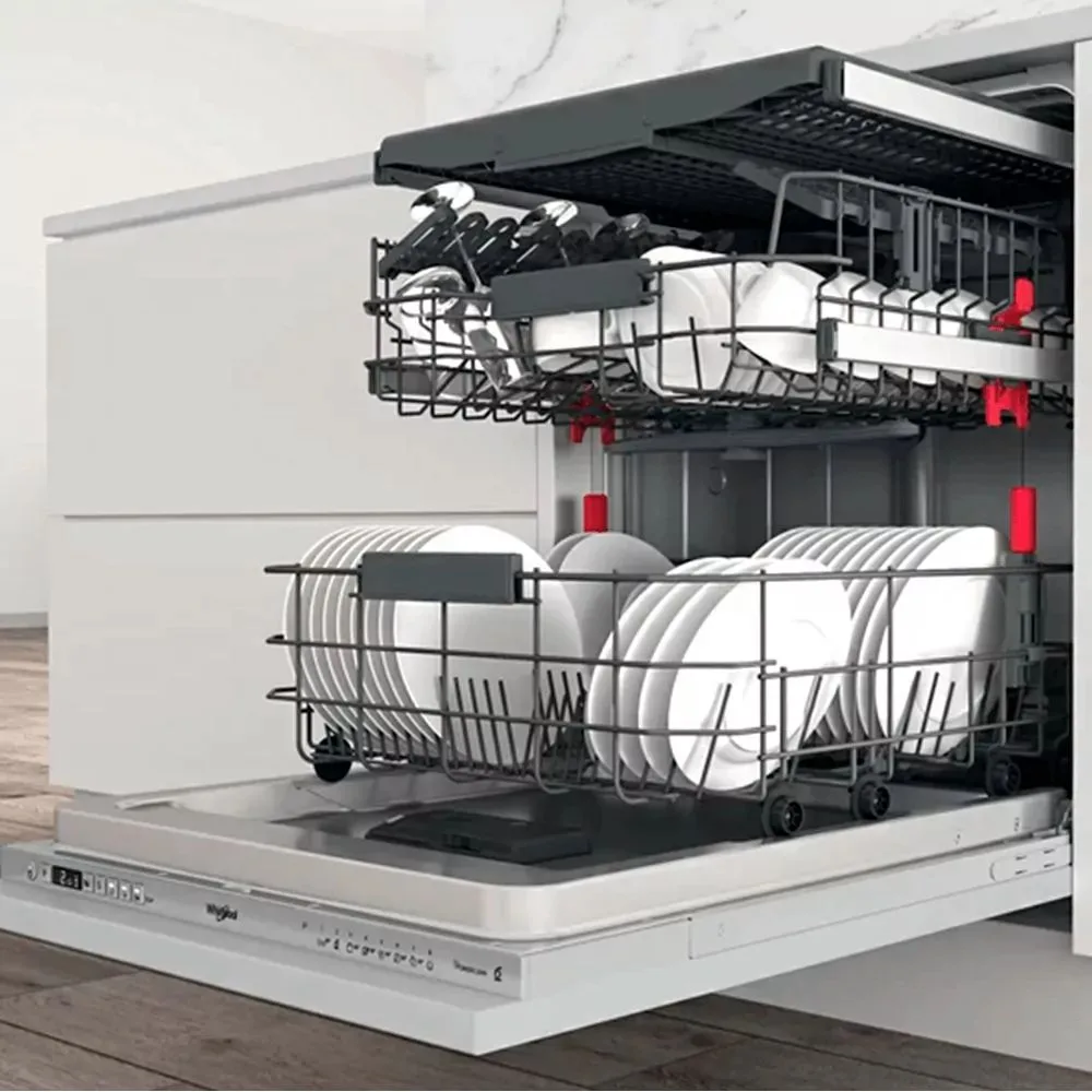 Вбудована посудомийна машина Whirlpool на 14 комплектів, клас енергоефективності A+++, ширина 60 см, з дисплеєм та третім кошиком,