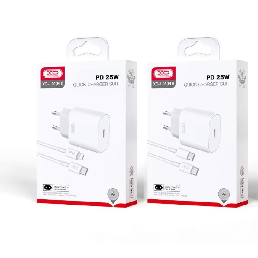 Зарядний пристрій XO 25W Type-C 1м білий