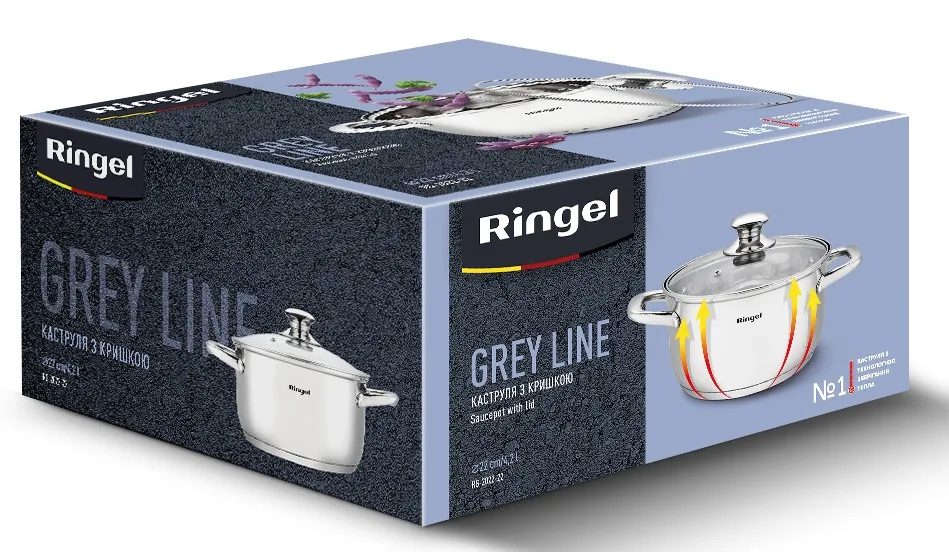 Каструля Ringel нержавіюча сталь 4,2 л 22 см Grey Line