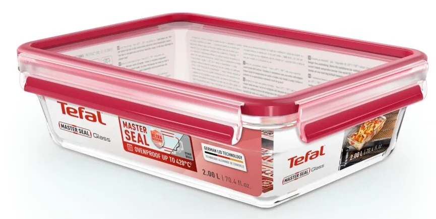 Універсальна форма з кришкою TEFAL MasterSeal glass, об'ємом 2.0 л, зі скла.