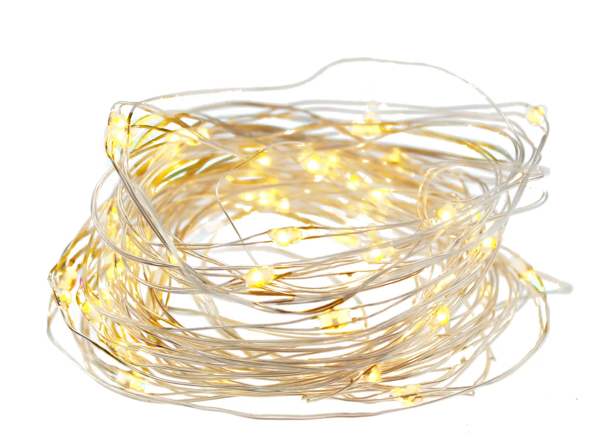 Гірлянда-струна 6,2 м 60 LED теплий білий сріблястий провід