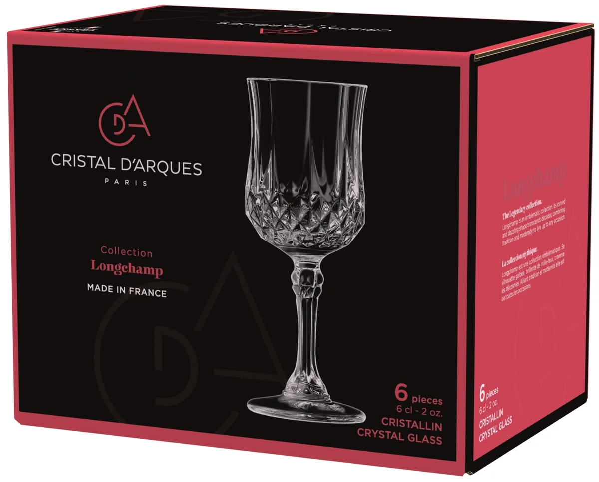 Набір чарок Cristal d'Arques Paris Longchamp 60 мл кришталеве скло 6 шт