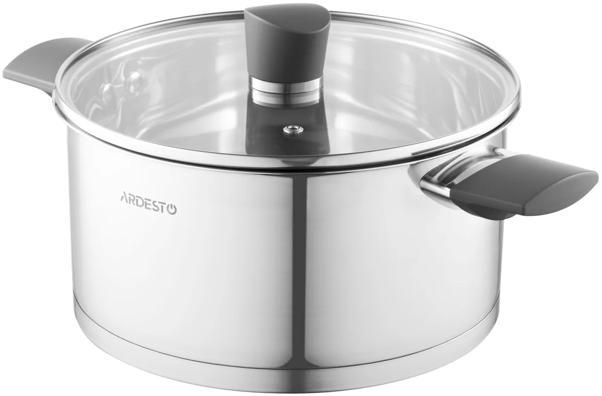 Каструля з прозорою кришкою ARDESTO Gemini Trento, 3.9 л, з нержавіючої сталі та бакеліту.