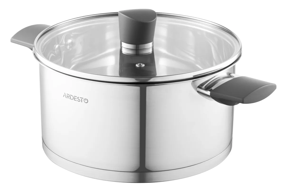 Кастрюля с прозрачной крышкой ARDESTO Gemini Trento, 39 л, из нержавеющей стали и бакелита