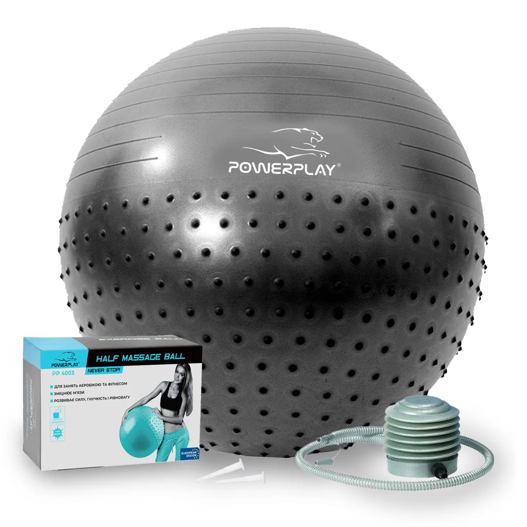 М'яч для фітнесу Active Point PVC 75 см Темно-сірий з помпою