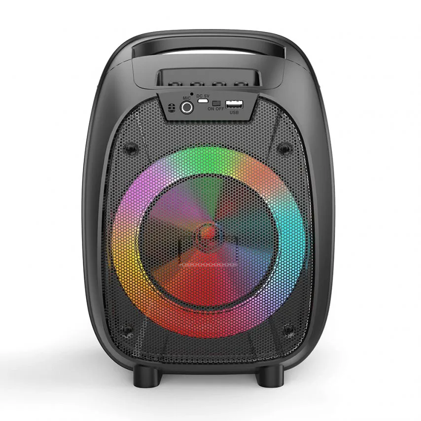 Портативна колонка Bluetooth 12W 210х155х300 мм Чорна з мікрофоном і функцією караоке
