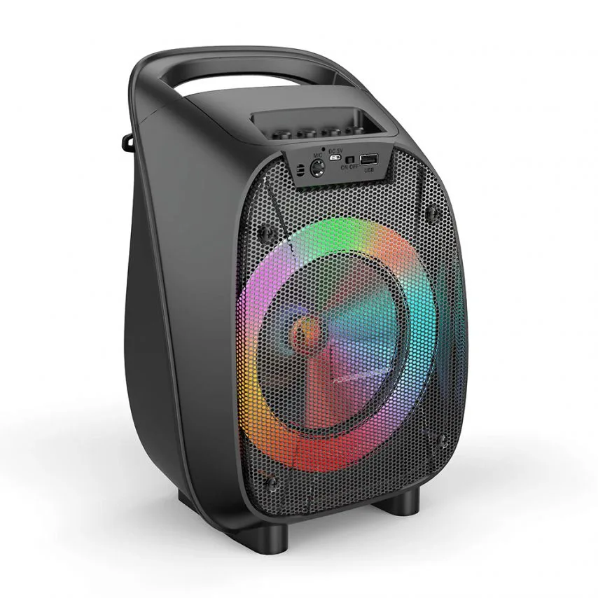 Портативна колонка Bluetooth 12W 210х155х300 мм Чорна з мікрофоном і функцією караоке