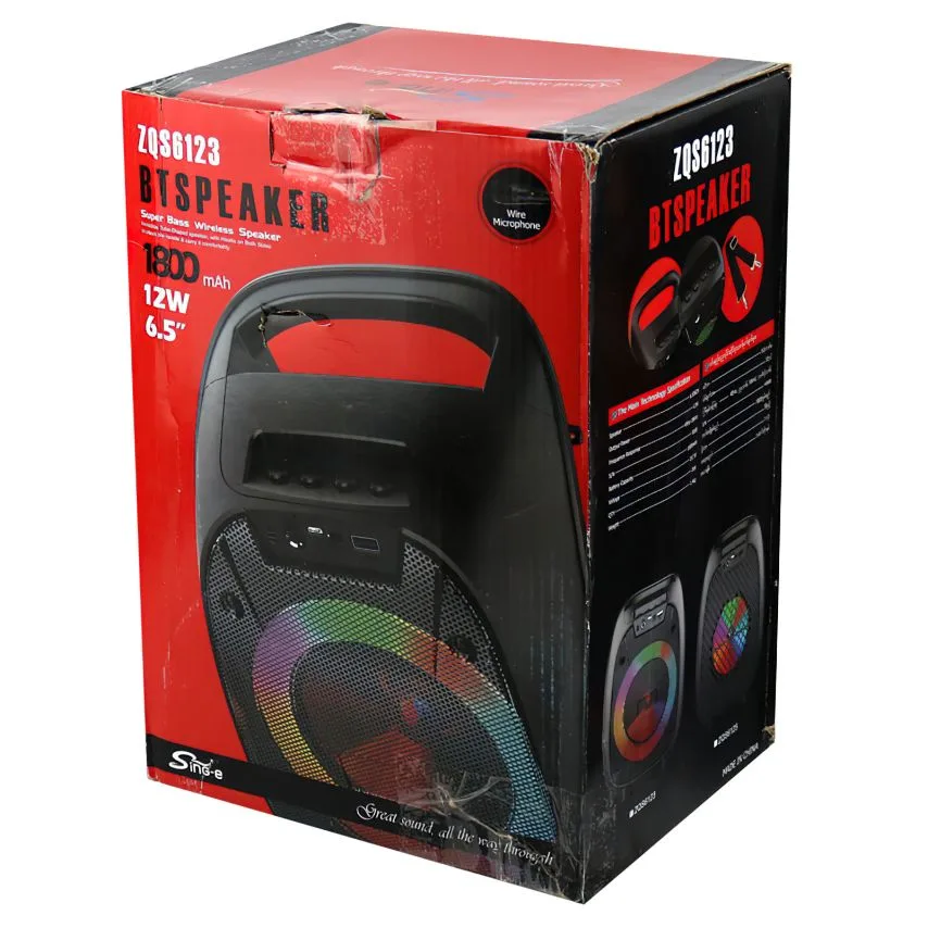 Портативна колонка Bluetooth 12W 210х155х300 мм Чорна з мікрофоном і функцією караоке