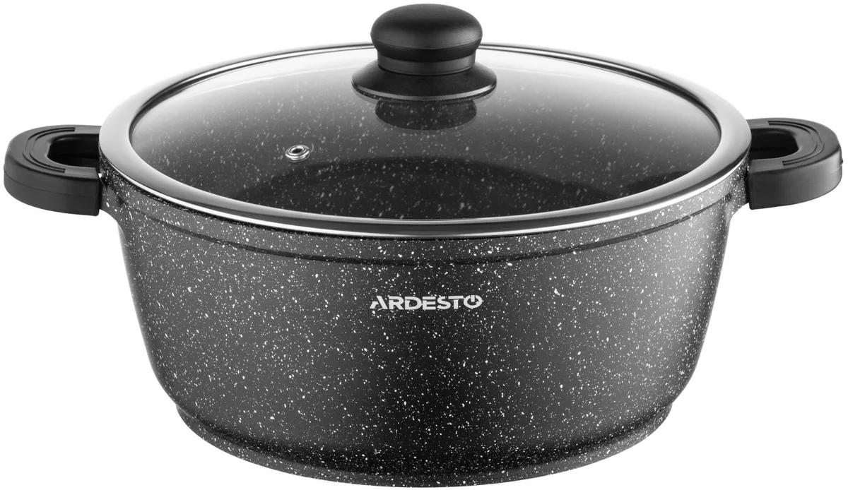 Каструля з прозорою кришкою ARDESTO Gemini Anzio, 5 л, алюмінієва, чорного кольору.
