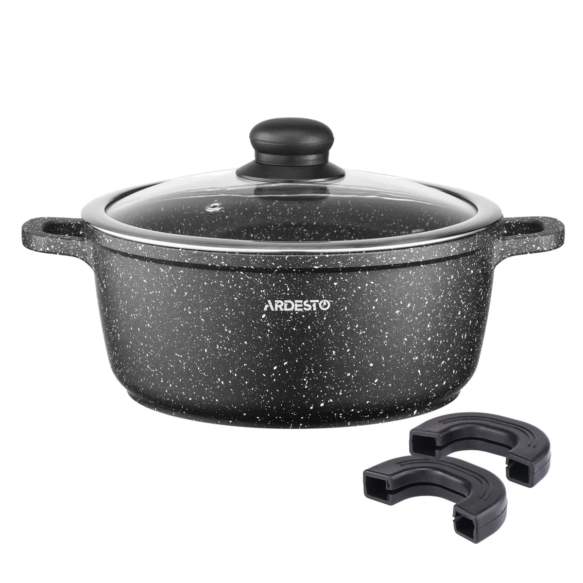 Каструля з прозорою кришкою ARDESTO Gemini Anzio, 5 л, алюмінієва, чорного кольору.