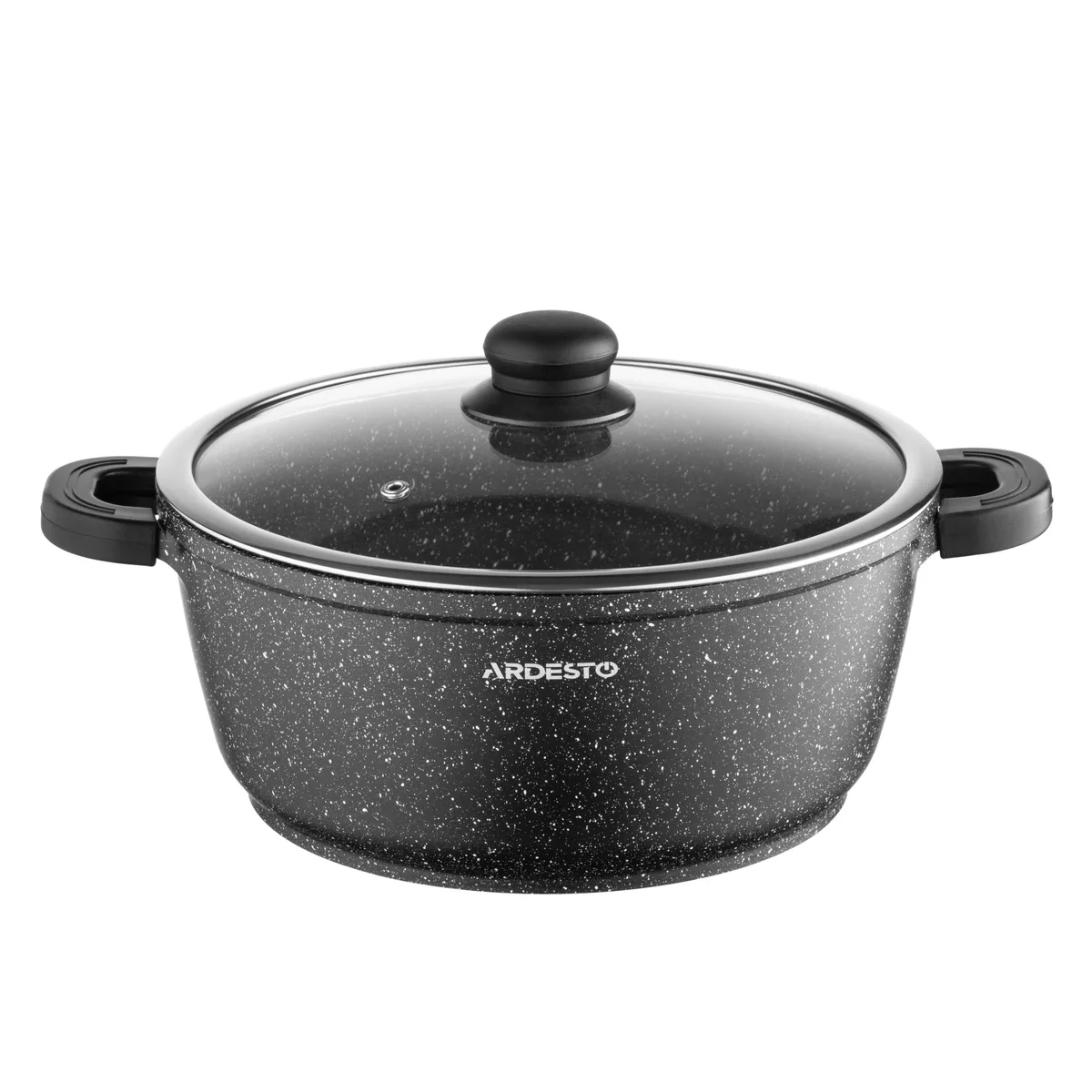 Каструля з прозорою кришкою ARDESTO Gemini Anzio, 5 л, алюмінієва, чорного кольору.