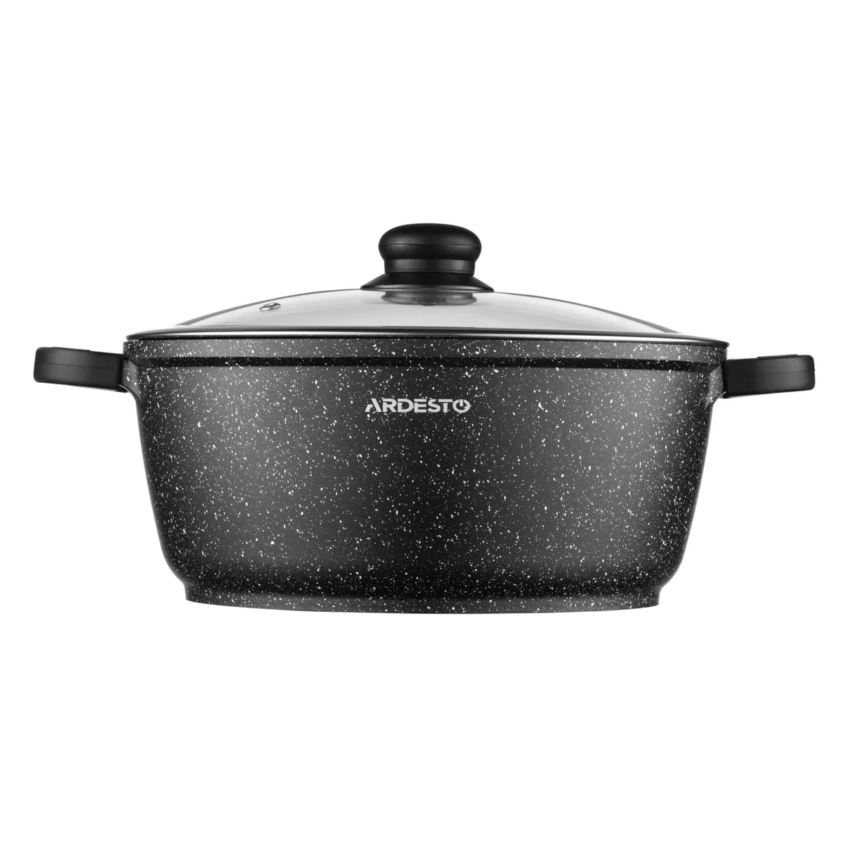 Каструля з прозорою кришкою ARDESTO Gemini Anzio, 5 л, алюмінієва, чорного кольору.
