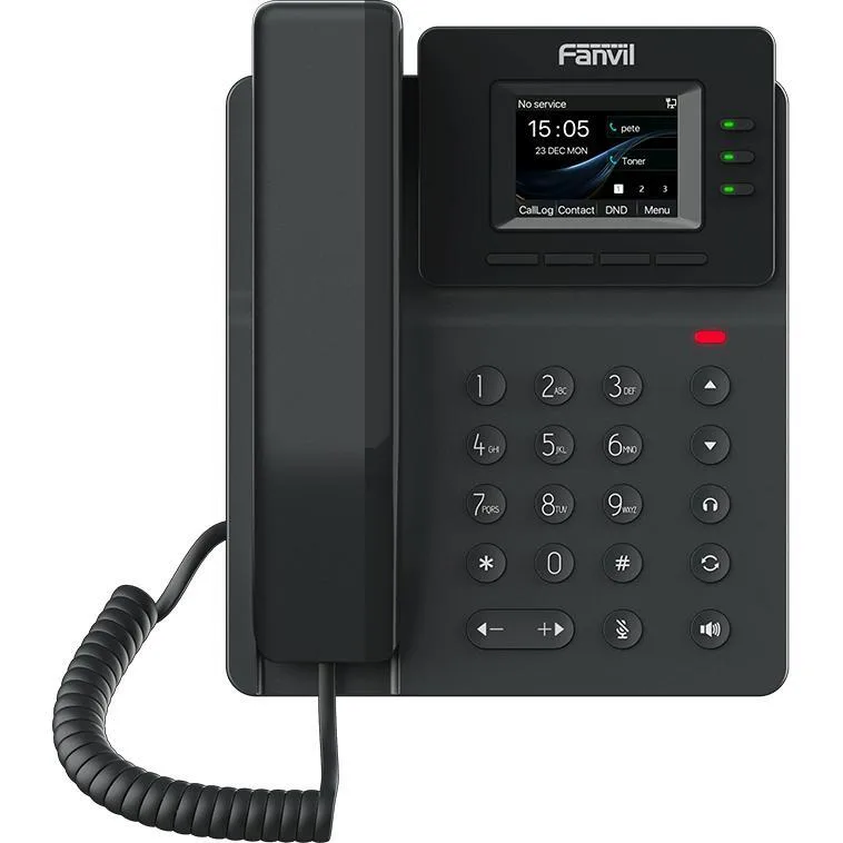 Телефон IP Fanvil V60P 2xFE LAN, 4 SIP линии, SW Linux, PoE, 2.4" цветной дисплей.