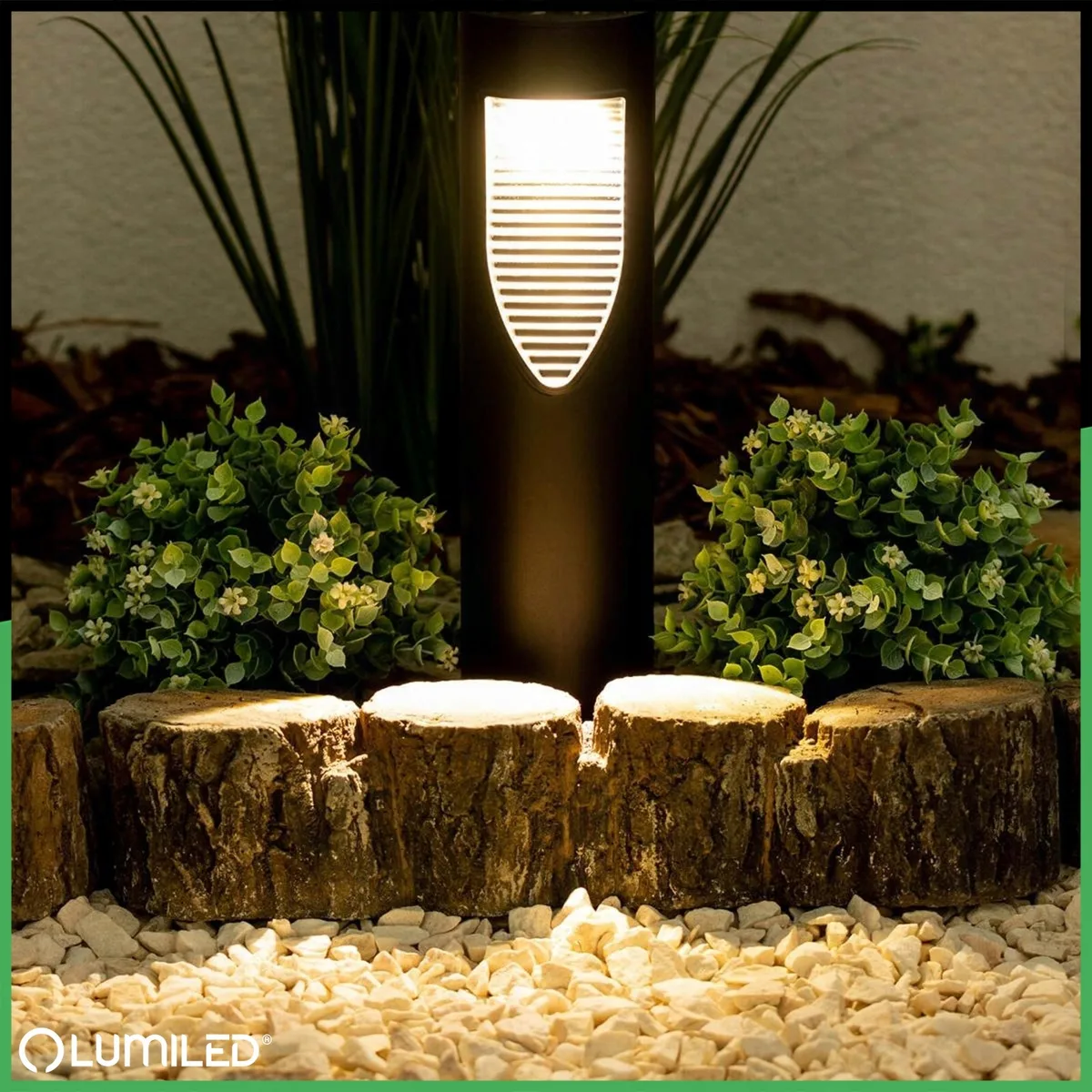 Садовые LED столбики LumiLED 4 шт черный пластик 45 см нейтральный свет 4000 K